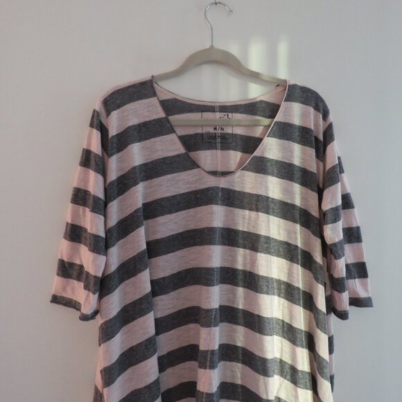 FREE PEOPLE WE THE FREE Slub Knit Striped Oversized Tunic Top Casual Boho - Sz M - Picture 3 of 13
